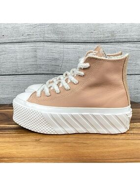 Converse Chuck Taylor All Star 2X Platform High Sherpa Vachetta Beige Womens 6.5